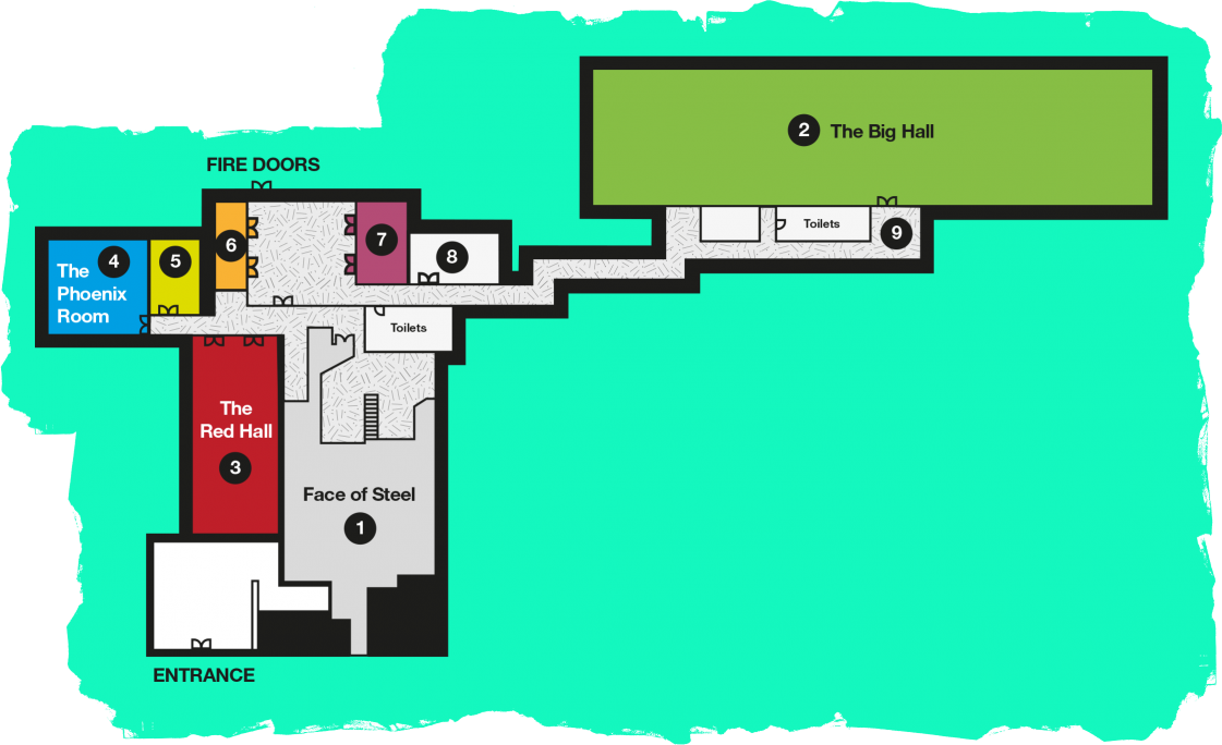 Diagram style map of the venue